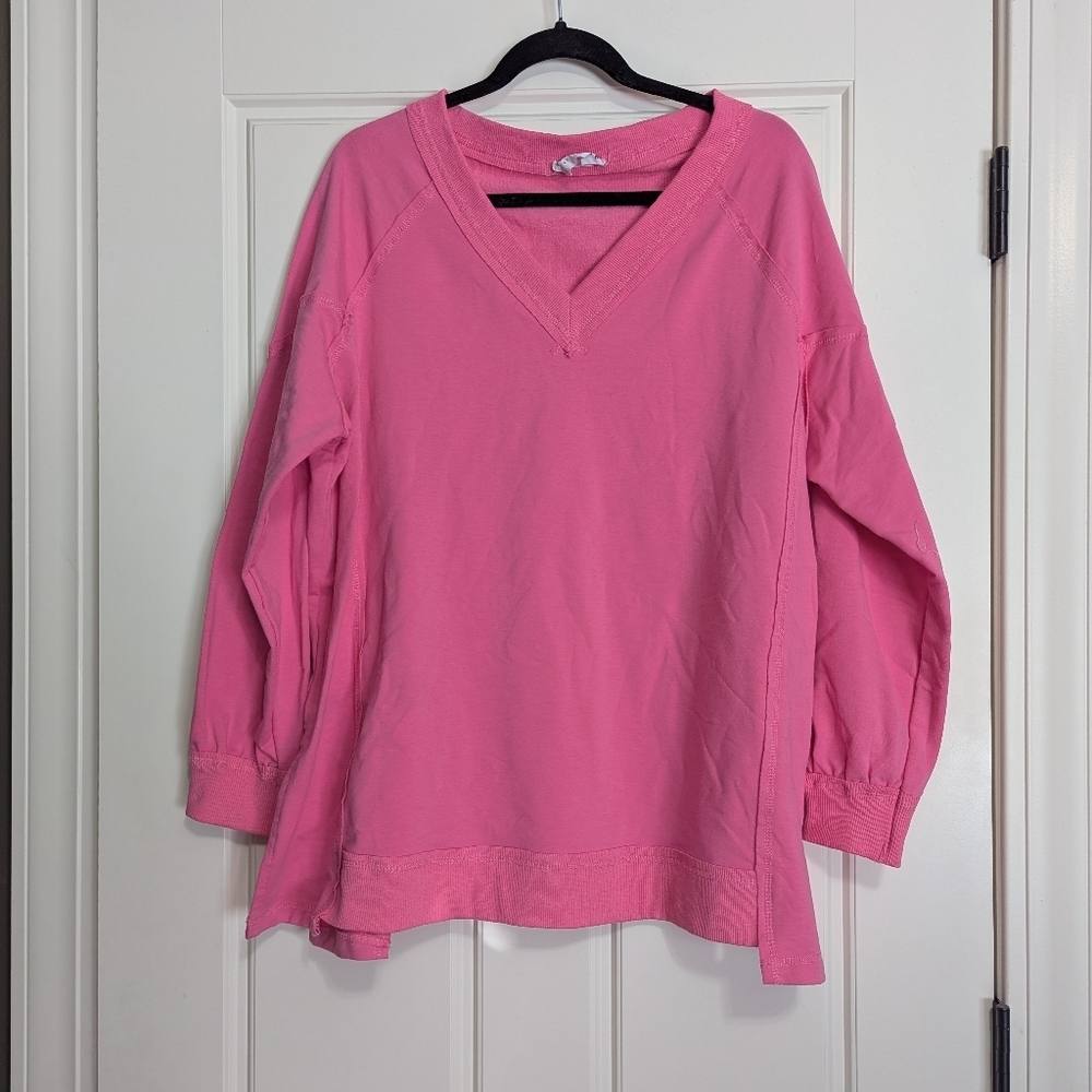 NWOT Pink V Neck Pullover by First Love size S